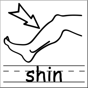 Clip Art: Basic Words: Shin B&W Labeled