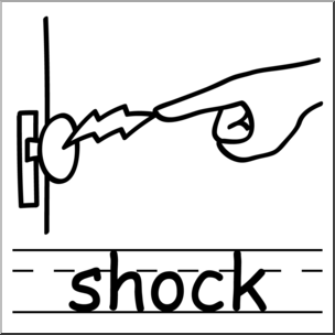 Clip Art: Basic Words: Shock B&W Labeled