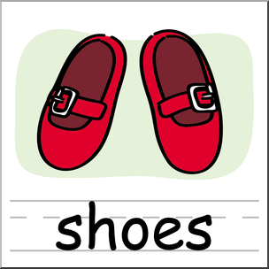 Clip Art: Basic Words: Shoes Color Labeled