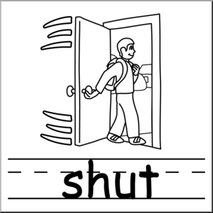 Clip Art: Basic Words: Shut B&W Labeled – Abcteach