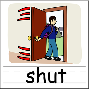 Clip Art: Basic Words: Shut Color Labeled Abcteach