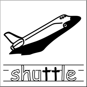 Clip Art: Basic Words: Double Consonants TT: Shuttle B&W