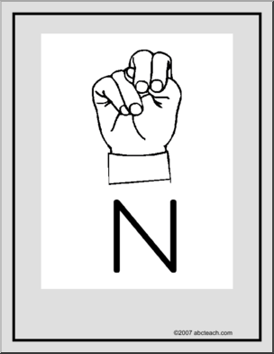 Poster: ASL Letter N – Abcteach