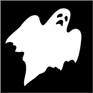 Clip Art: Halloween Silhouettes: Ghost B&W