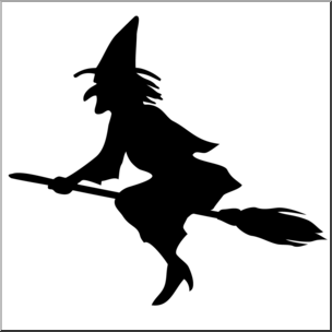 Clip Art: Halloween Silhouettes: Witch B&W