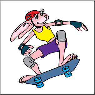 Clip Art: Skateboarding Girl Bunny Color