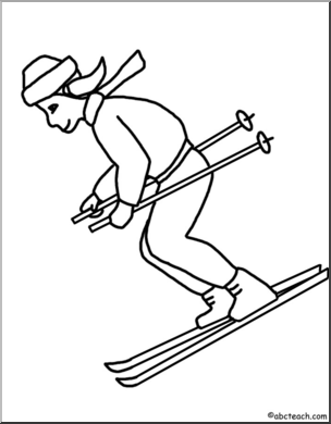 Clip Art: Kids: Skier B&W