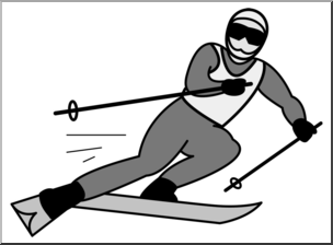 Clip Art: Skiing Grayscale 2