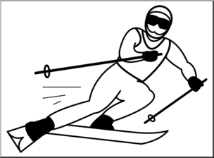 ski clipart black and white
