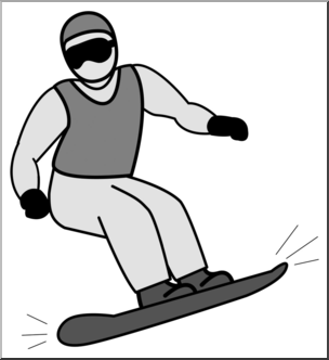 Clip Art: Snowboarding Grayscale 2