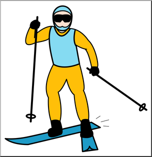 Clip Art: Cross Country Skiing 2 Color 2