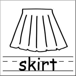 Clip Art: Basic Words: Skirt B&W Labeled