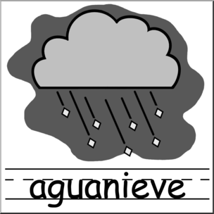 Clip Art: Weather Icons Spanish: Aguanieve Grayscale