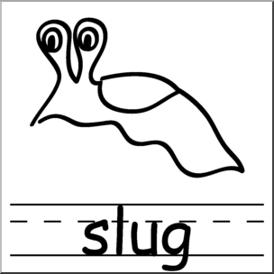 Clip Art: Basic Words: Slug B&W Labeled