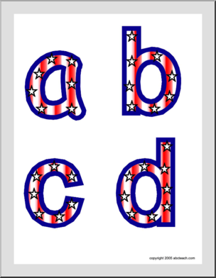 Alphabet Letter Patterns: Patriotic theme a-m (color)