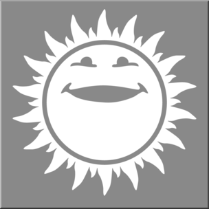 Clip Art: Smiling Sun B&W