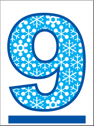 Clip Art: Number Set 5: Snowflakes 09 Color
