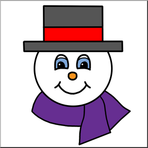 Snowman Face 2 Color ClipArt