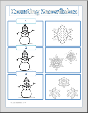 Snowman – Counting Snowflakes Flashcards