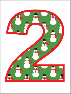 Clip Art: Number Set 7: Snowmen 02 Color