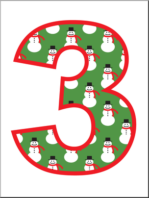 Clip Art: Number Set 7: Snowmen 03 Color