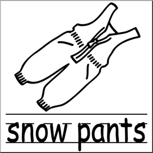 Clip Art: Basic Words: Snow Pants B&W Labeled