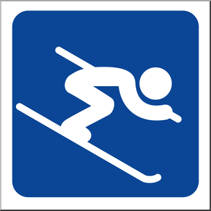 Clip Art: Sochi Winter Olympics Event Icon: Alpine Skiing Color