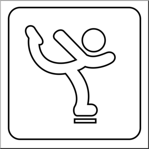 Clip Art: Sochi Winter Olympics Event Icon: Figure Skating B&W
