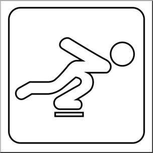 Clip Art: Sochi Winter Olympics Event Icon: Speed Skating B&W