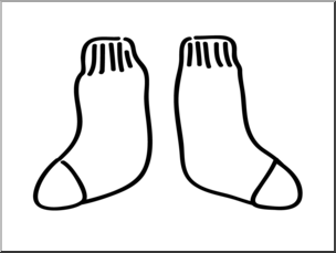 Clip Art: Basic Words: Socks B&W Unlabeled