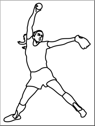 Clip Art: Softball Pitcher B&W