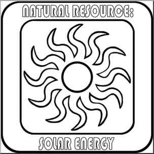Clip Art: Natural Resources: Solar B&W Labeled