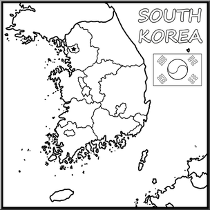 Clip Art: South Korea Map (B&W) Blank