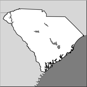 Clip Art: US State Maps: South Carolina Grayscale – Abcteach