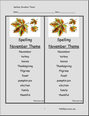 Spelling: November (primary)