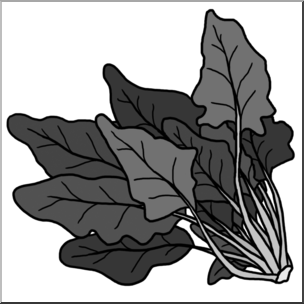 Clip Art: Spinach Grayscale