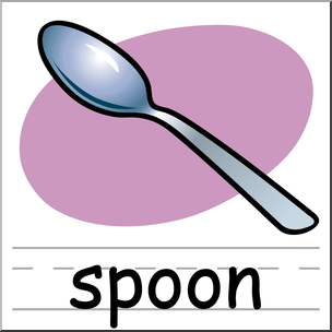 Clip Art: Basic Words: Spoon Color Labeled