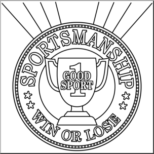 Clip Art: Sportsmanship Medal B&W – Abcteach