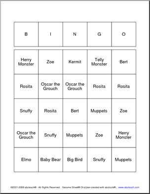 Bingo: Sesame StreetÃ† Characters