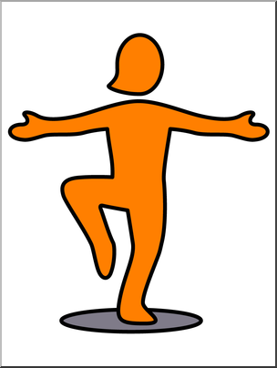 Clip Art: Simple Exercise: Standing On One Foot Color