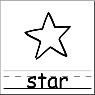 Clip Art: Basic Words: Star B&W Labeled – Abcteach