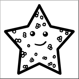 Clip Art: Basic Shapes: FIsh: Starfish B&W