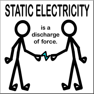 Clip Art: Static Electricity Color Labeled