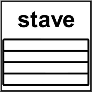 Clip Art: British Music Notation: Stave B&W Labeled