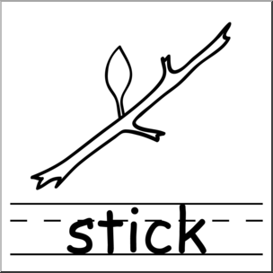 Clip Art: Basic Words: Stick B&W Labeled – Abcteach