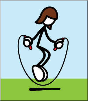 Clip Art: Stick Girl Jump Rope Color