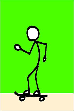 Clip Art: Stick Guy Skateboard Color