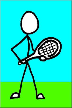 Clip Art: Stick Guy Tennis Color