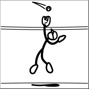 Clip Art: Stick Guy Baseball Home Run B&W