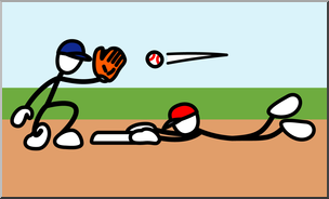 Clip Art: Stick Guy Baseball Steal Color